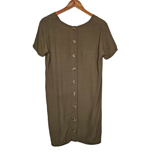 Madewell Button-Back Easy V-Neck Short Sleeves Dress Pockets Brown Women Size XS - Picture 3 of 16